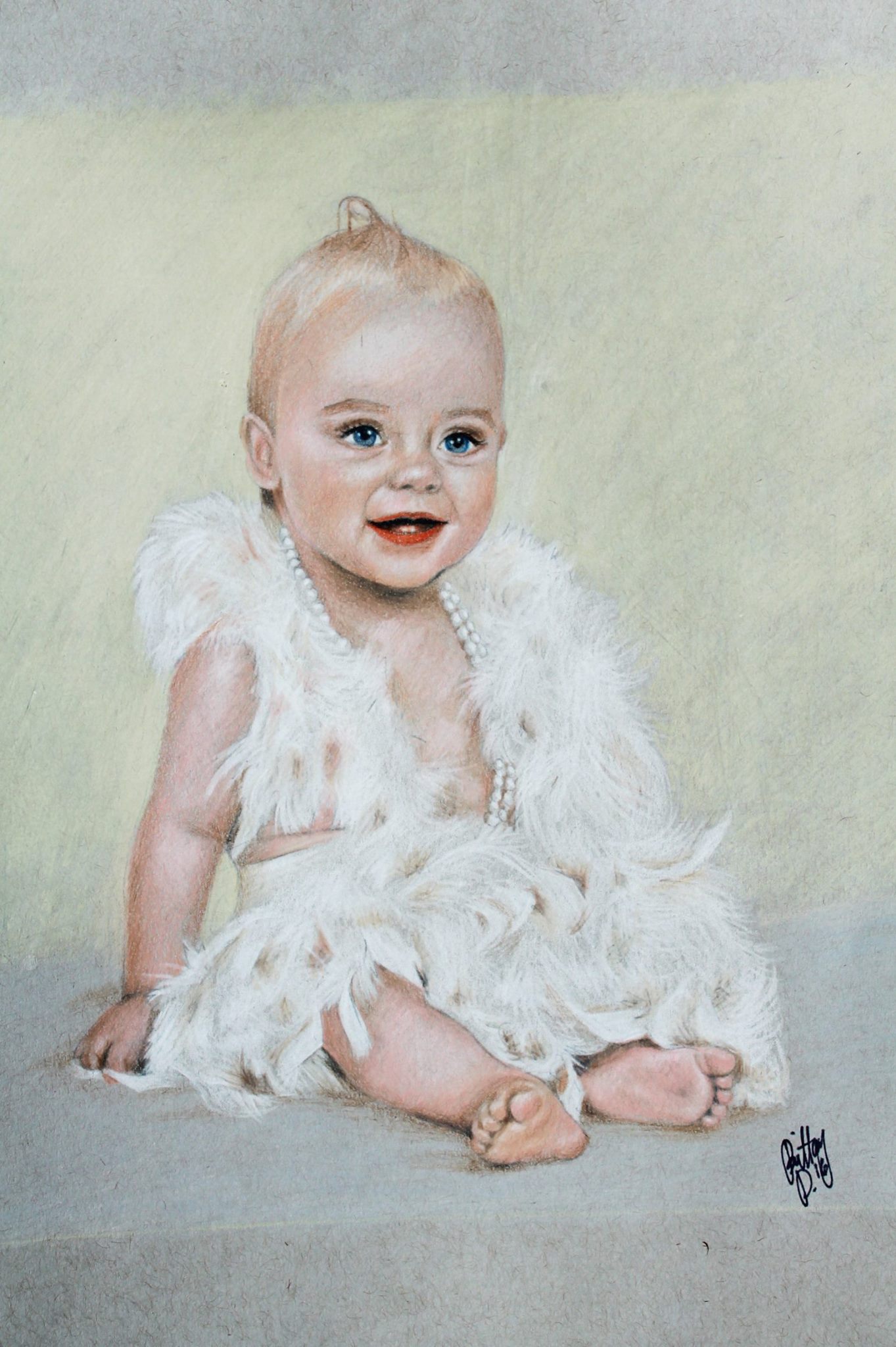 Colored pencil baby portrait