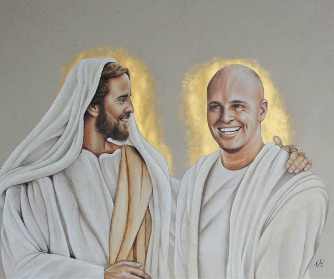 Portrait with golden halos and warm light