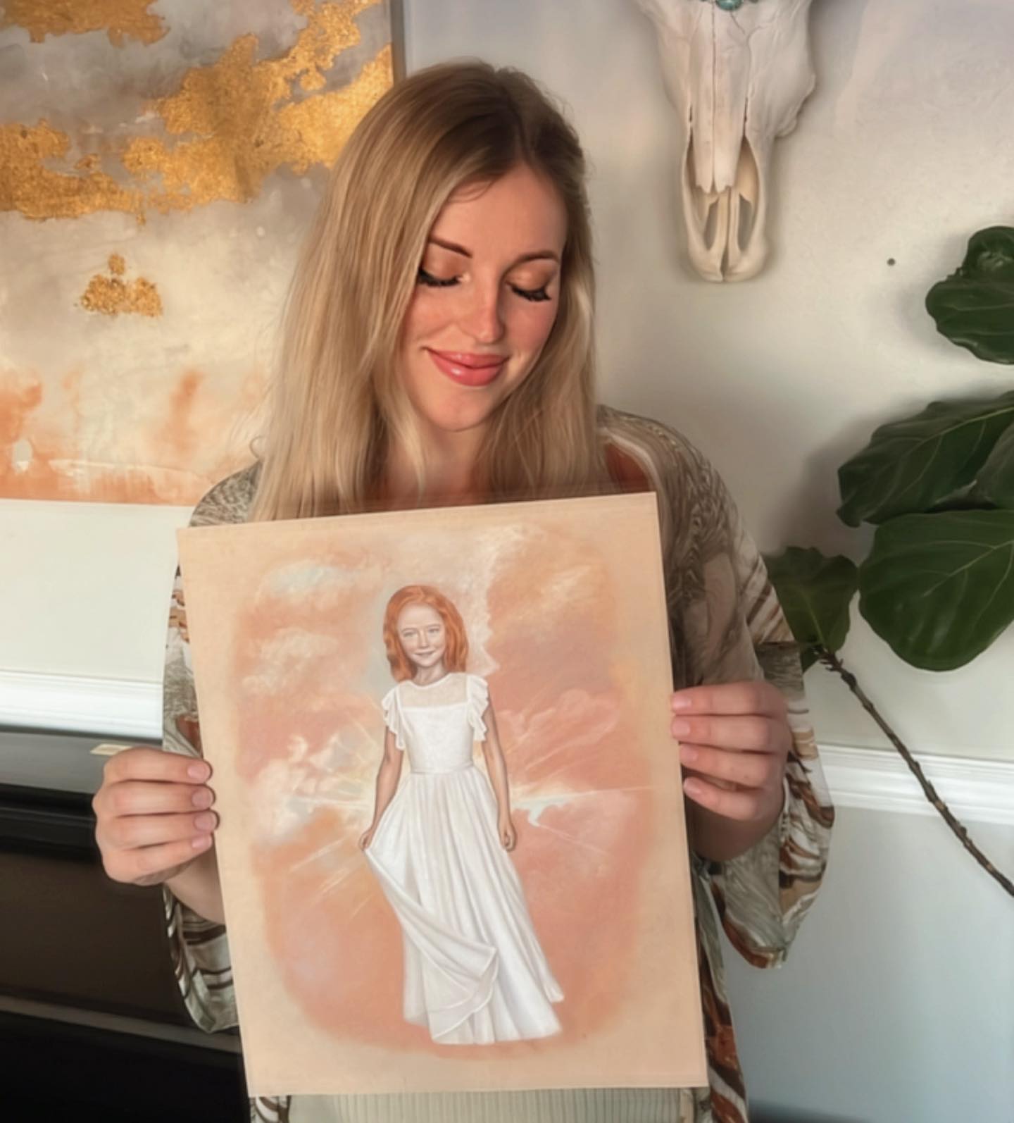 Portrait in warm peach tones