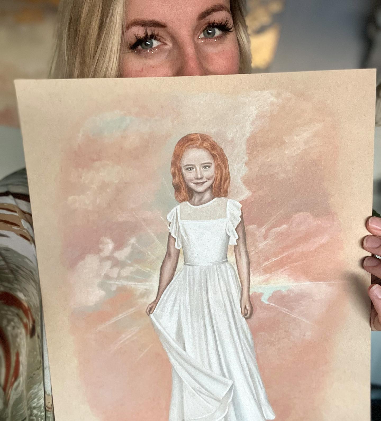 Portrait in dusty rose and peach tones