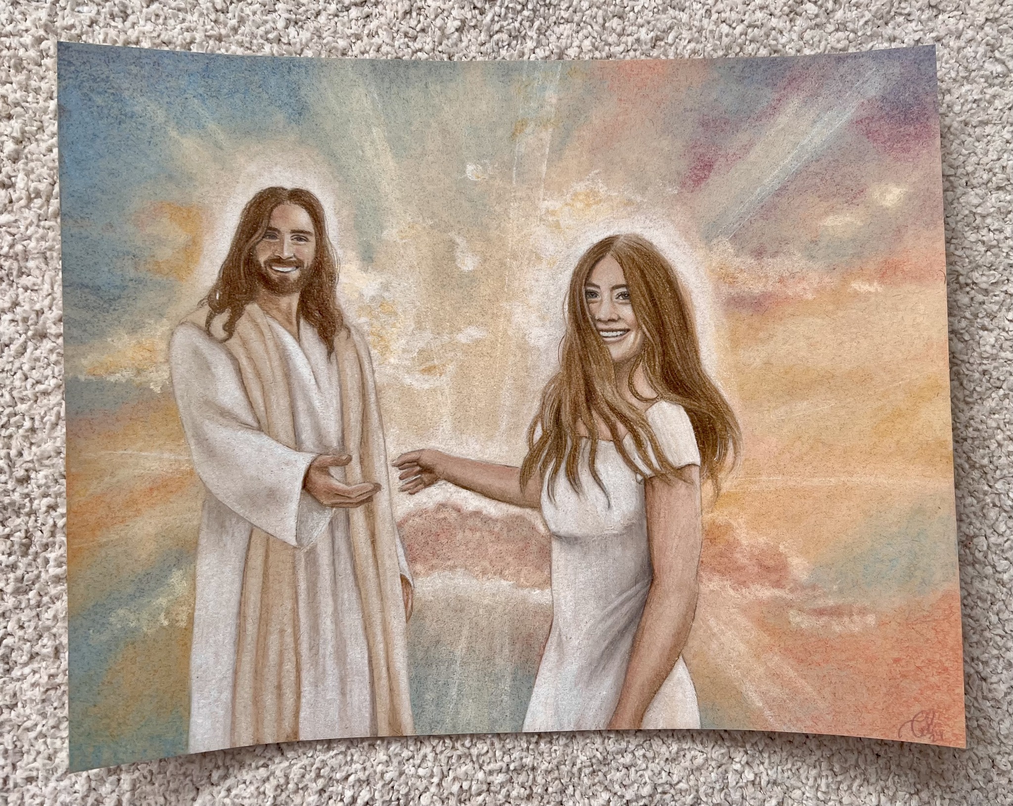 Channeled portrait in warm golden tones